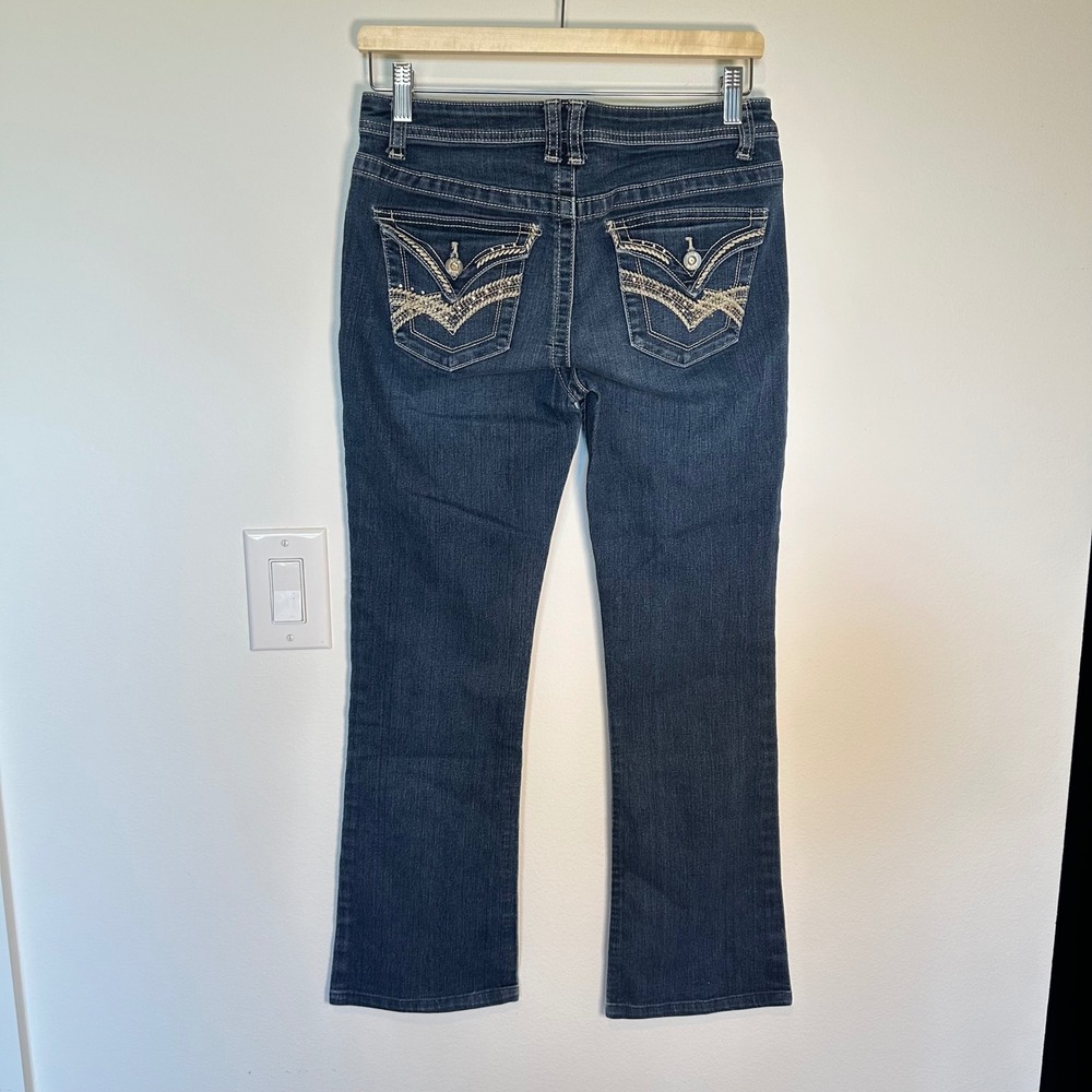 Extra Low Rise Jeans Bootcut Dark Wash Denim Y2K Western Cowgirl Ranchcore M